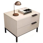 LIVARA NT1041 Carbon Legs Wood Solid Bedside Steel - Drawer Table Beige
