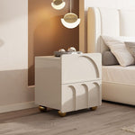 LIVARA NT1044 Solid Painted Bedside Wood Cream-Style MDF Drawer Table