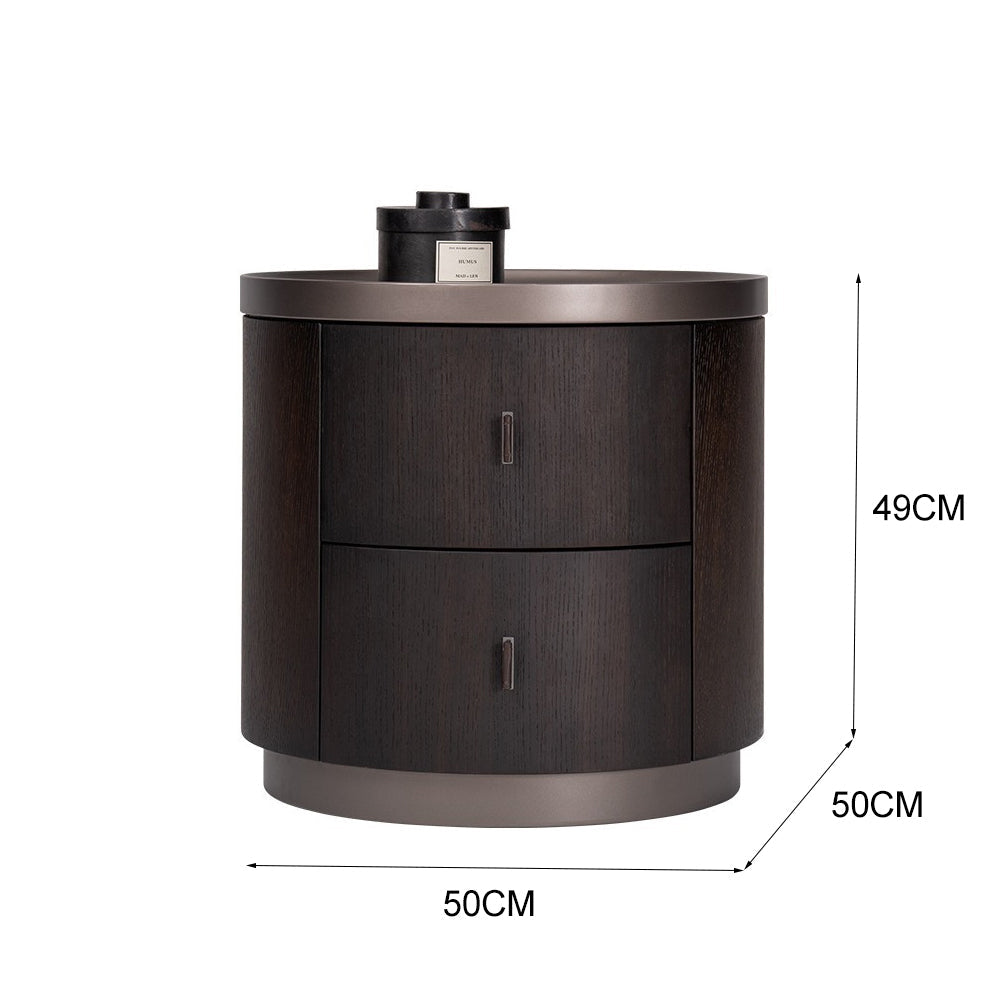 LIVARA NT1047 Drawer MDF Bedside Soft-Close Rail Veneer Wood Table