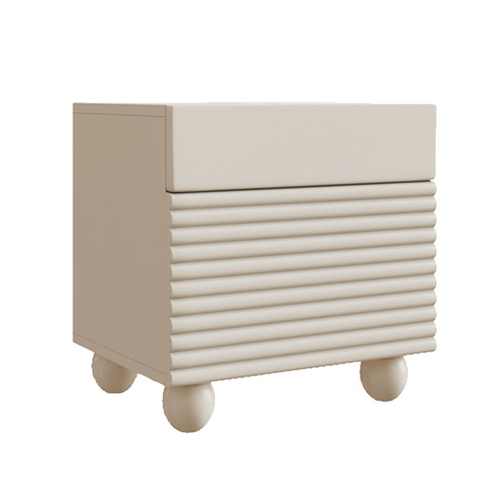 LIVARA NT1048 Solid Drawer Bedside Wood Painted MDF Cream-Style Table