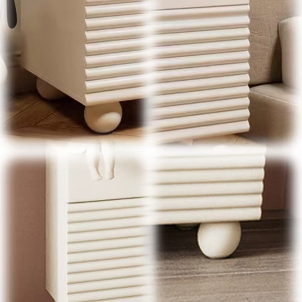 LIVARA NT1048 Solid Drawer Bedside Wood Painted MDF Cream-Style Table