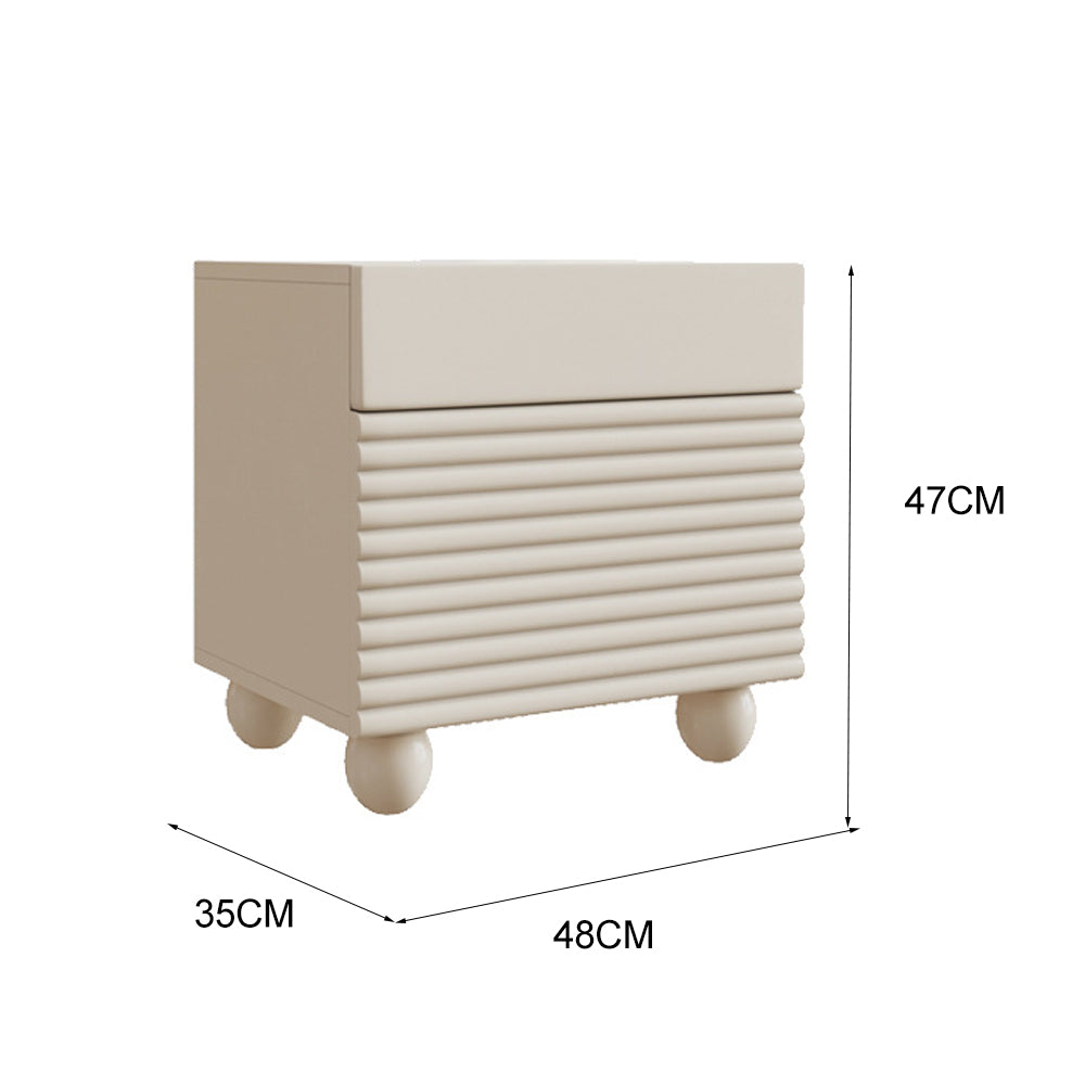 LIVARA NT1048 Solid Drawer Bedside Wood Painted MDF Cream-Style Table