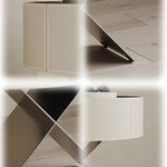 LIVARA NT1052 Bedside Solid Legs Drawer Leather Wood Metal Saddle Table