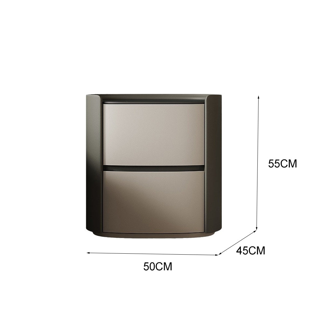 LIVARA NT1053 Full Saddle Drawer Solid Wood Leather Plywood Bedside Table