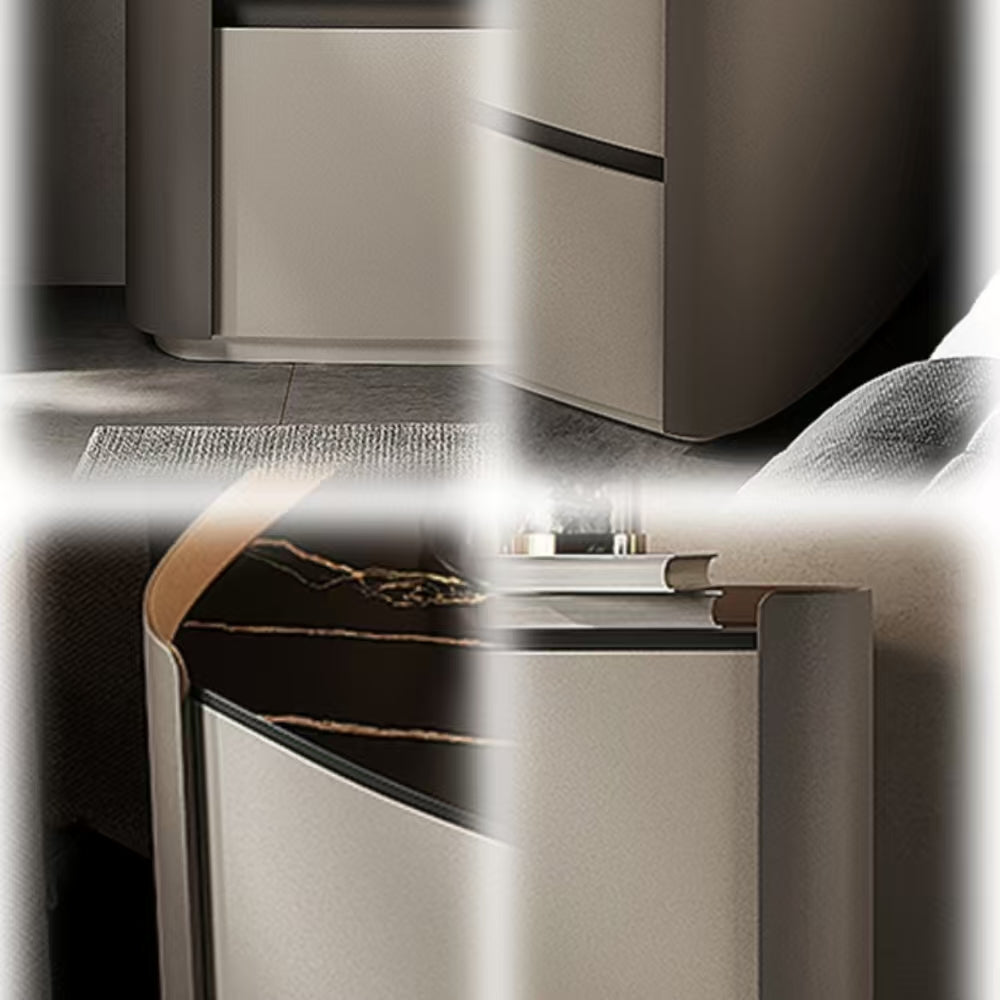 LIVARA NT1053 Full Saddle Drawer Solid Wood Leather Plywood Bedside Table