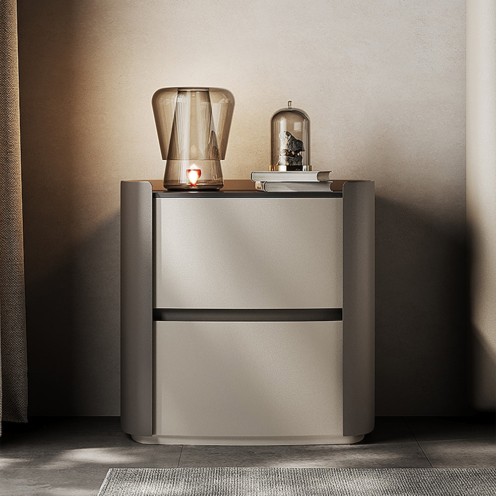 LIVARA NT1053 Full Saddle Drawer Solid Wood Leather Plywood Bedside Table