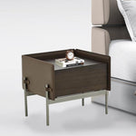 LIVARA NT1054 Wood Multi-layer Saddle Soft-Close Bedside Leather Plywood Solid Rails Drawer Table