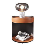 LIVARA NT1055 Leather Bedside Rails Soft-Close Saddle Wood Drawer Multi-layer Plywood Solid Table-Orange