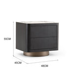 LIVARA NT1056 Drawer Wood Wood Solid Smoked Bedside Veneer Table