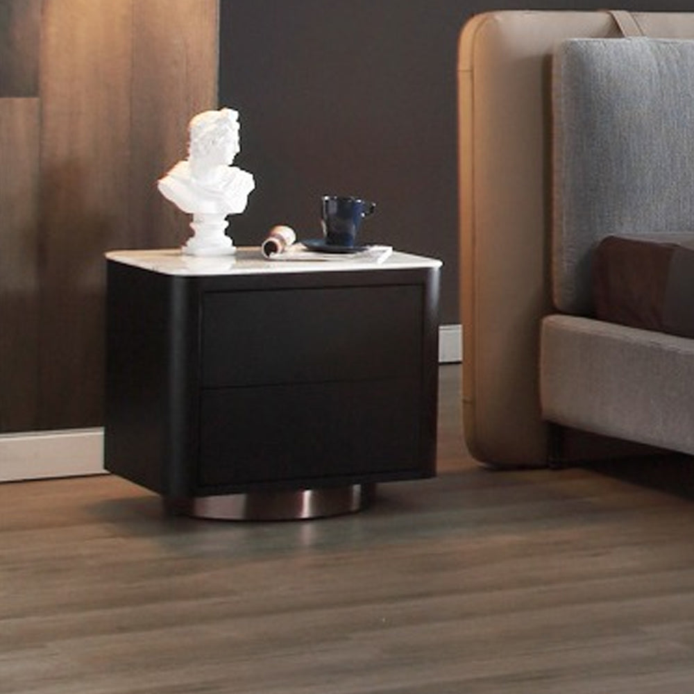 LIVARA NT1056 Drawer Wood Wood Solid Smoked Bedside Veneer Table