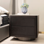 LIVARA NT1056 Drawer Wood Wood Solid Smoked Bedside Veneer Table