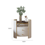 LIVARA NT1058 Solid Drawers-Plywood Finish Wood Leather Faux Glass Bedside Tempered Table
