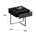 LIVARA NT1059 Leather - Glass Drawers Solid Finish Tempered Faux Wood Bedside Plywood Table