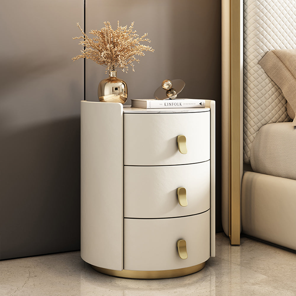 LIVARA NT1061 Sintered Stone Top Plywood-Bedside Solid Wood Drawers Table
