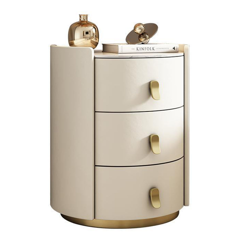 LIVARA NT1061 Sintered Stone Top Plywood-Bedside Solid Wood Drawers Table