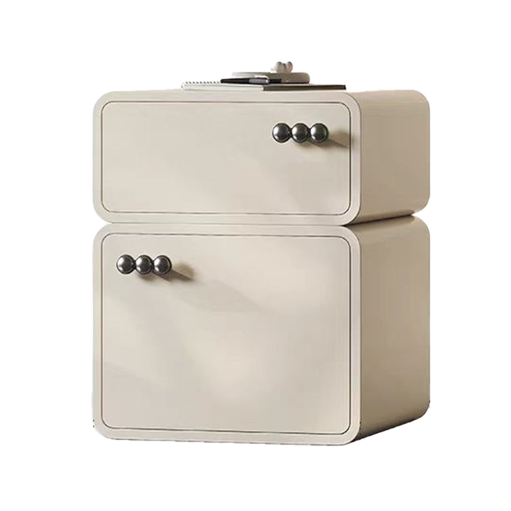 LIVARA NT1062 Soft-Closing Wood Slides Bedside Table-Milky Solid Drawers White