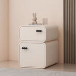 LIVARA NT1062 Soft-Closing Wood Slides Bedside Table-Milky Solid Drawers White