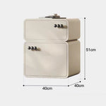 LIVARA NT1062 Soft-Closing Wood Slides Bedside Table-Milky Solid Drawers White