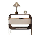 LIVARA NT1065 High-Leg Tempered - Glass Solid Metal Design Bedside Hardware Wood Table