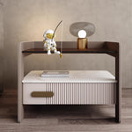 LIVARA NT1067 Drawers Stone Plywood Wood Sintered Bedside Top High-Leg Solid Design - Table