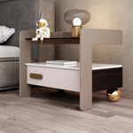 LIVARA NT1067 Drawers Stone Plywood Wood Sintered Bedside Top High-Leg Solid Design - Table