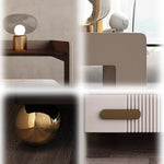 LIVARA NT1067 Drawers Stone Plywood Wood Sintered Bedside Top High-Leg Solid Design - Table