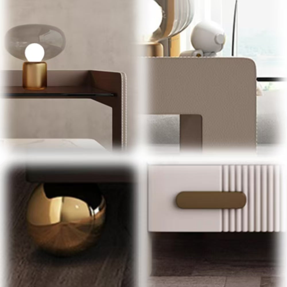 LIVARA NT1067 Drawers Stone Plywood Wood Sintered Bedside Top High-Leg Solid Design - Table