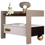 LIVARA NT1067 Drawers Stone Plywood Wood Sintered Bedside Top High-Leg Solid Design - Table