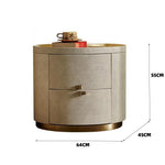 LIVARA-NT1069 Sintered Solid Stone Bedside Curved Design - Drawers Wood Table