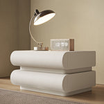 LIVARA-NT1070 Solid Leather Curved Design - Bedside Upholstered Wood Table