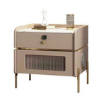 LIVARA NT1071 Solid Sintered Stainless Bluetooth - Steel Stone Bedside Wood Hardware Top Speaker Table