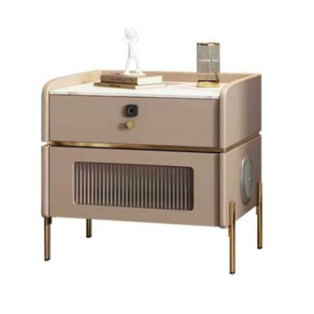 LIVARA NT1071 Solid Sintered Stainless Bluetooth - Steel Stone Bedside Wood Hardware Top Speaker Table