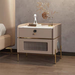 LIVARA NT1071 Solid Sintered Stainless Bluetooth - Steel Stone Bedside Wood Hardware Top Speaker Table