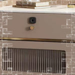 LIVARA NT1071 Solid Sintered Stainless Bluetooth - Steel Stone Bedside Wood Hardware Top Speaker Table