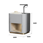 LIVARA NT1075 Leather Bedside Legs Sintered Top Solid Metal Wood Upholstered - Stone Table