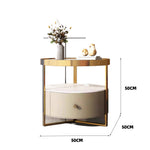 LIVARA NT1079 Tempered Glass Bedside - All-Plywood Sintered Top - Table Stone Beige