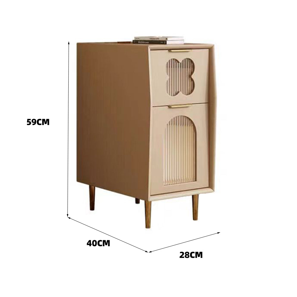 LIVARA NT1080 Solid Bedside Wood and Leather - Upholstery Legs Metal Faux Table