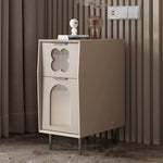 LIVARA NT1080 Solid Bedside Wood and Leather - Upholstery Legs Metal Faux Table