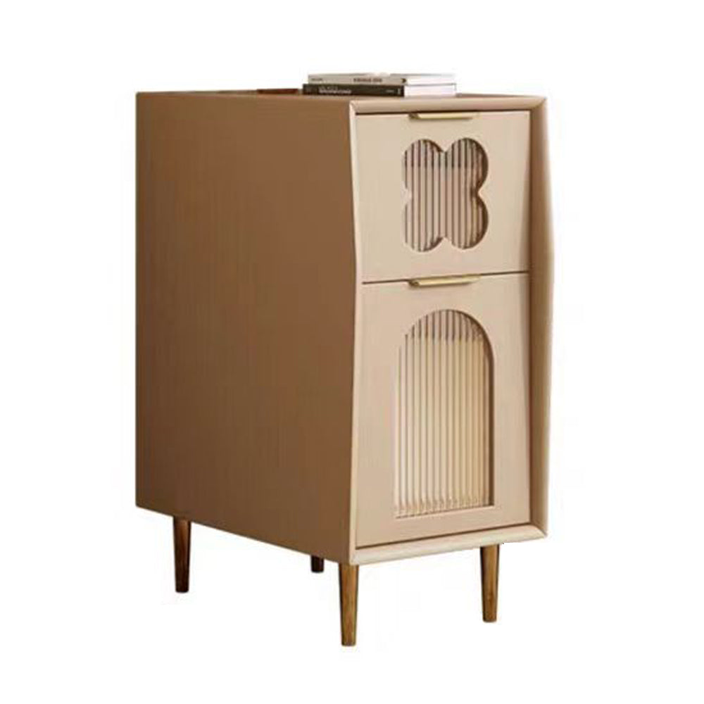 LIVARA NT1080 Solid Bedside Wood and Leather - Upholstery Legs Metal Faux Table