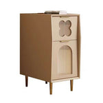 LIVARA NT1080 Solid Bedside Wood and Leather - Upholstery Legs Metal Faux Table