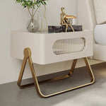 LIVARA NT1389 Stainless Wood Steel - Solid Bedside Accents Drawers Table