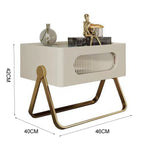 LIVARA NT1389 Stainless Wood Steel - Solid Bedside Accents Drawers Table