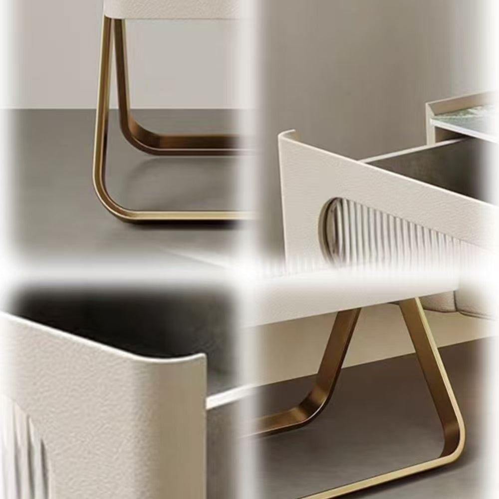 LIVARA NT1389 Stainless Wood Steel - Solid Bedside Accents Drawers Table