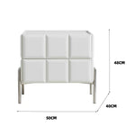 LIVARA NT1396 - Bedside Upholstery Solid Faux Top Sintered Stone Leather Wood Table