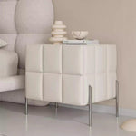 LIVARA NT1396 - Bedside Upholstery Solid Faux Top Sintered Stone Leather Wood Table