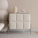 LIVARA NT1396 - Bedside Upholstery Solid Faux Top Sintered Stone Leather Wood Table