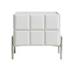 LIVARA NT1396 - Bedside Upholstery Solid Faux Top Sintered Stone Leather Wood Table