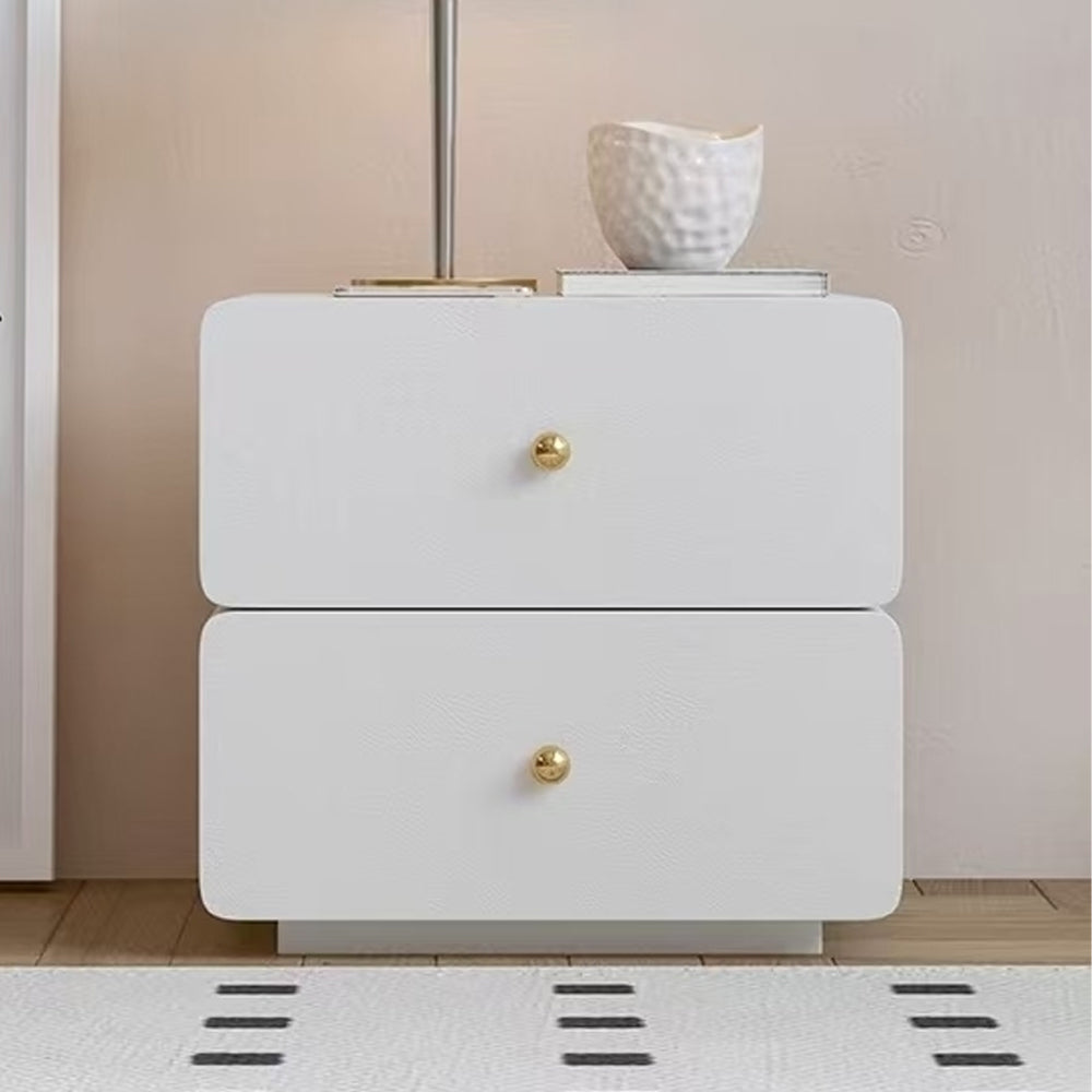 LIVARA NT1397 Upholstery Top Leather Solid - Stone Faux Sintered Bedside Wood Table