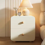 LIVARA NT1397 Upholstery Top Leather Solid - Stone Faux Sintered Bedside Wood Table