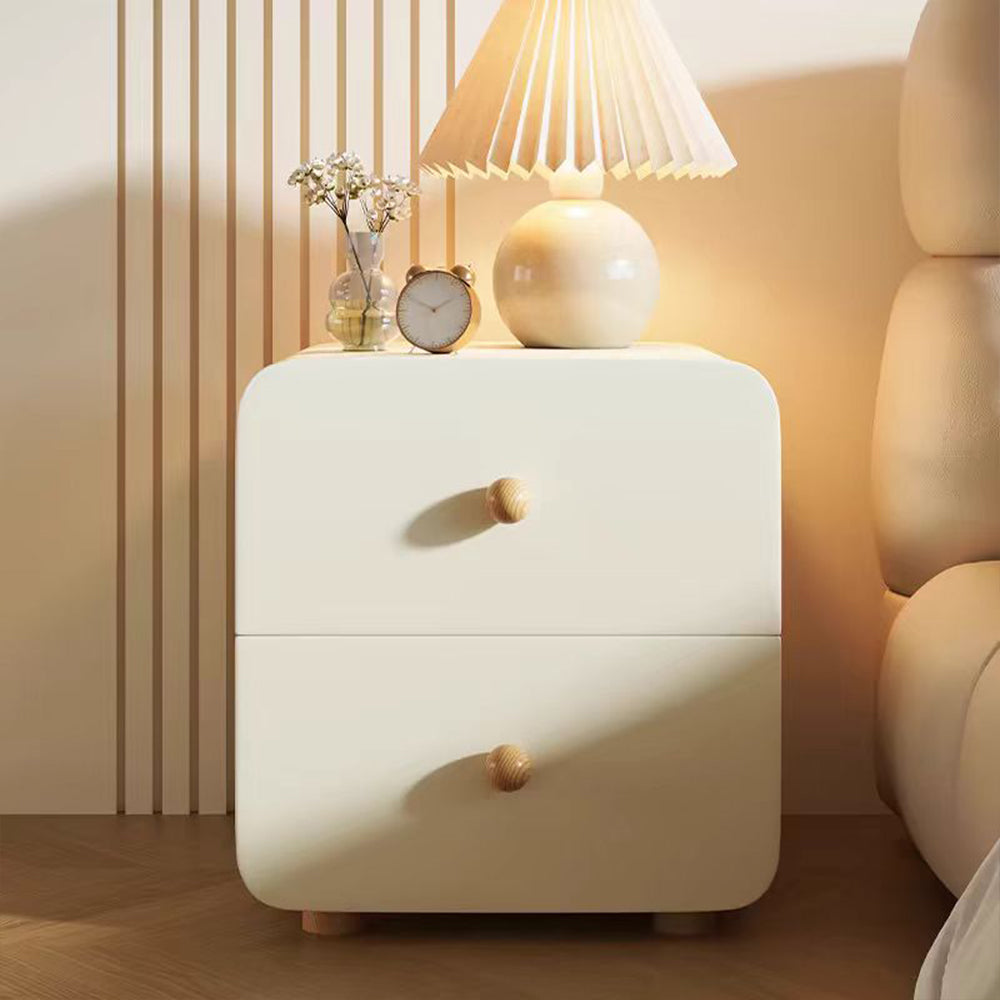 LIVARA NT1397 Upholstery Top Leather Solid - Stone Faux Sintered Bedside Wood Table